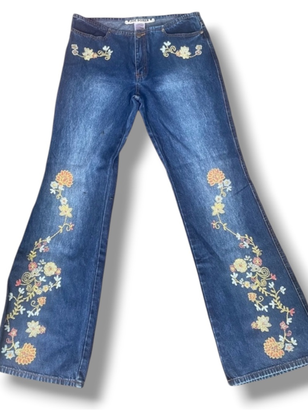 Vintage 90’s /Y2K Joe Boxer floral embellished flare jeans